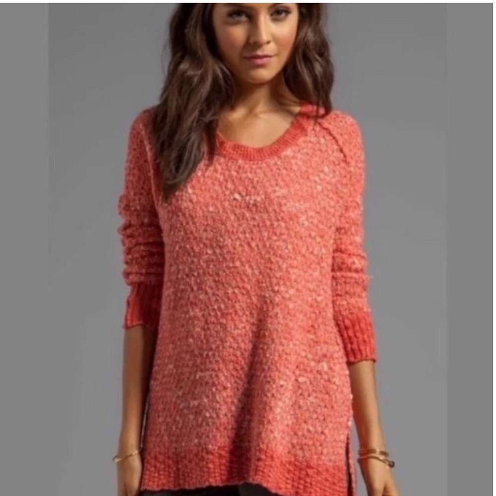 Free People Nantucket Red Bohemian Crewneck Raglan Sleeve Wool Blend Sweater M